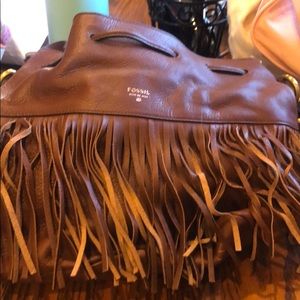 Fossil leather cross body with fringe